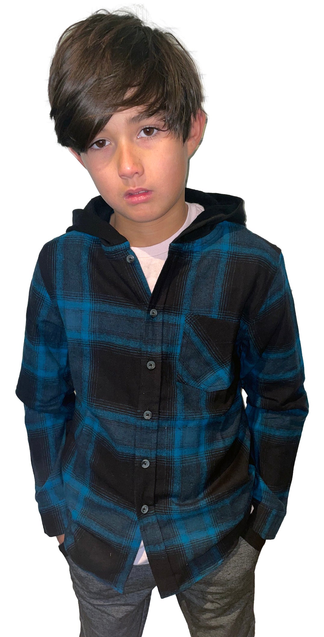 HARPE FLANNEL HOODIE- BOYS – Ocean Current - Main Image